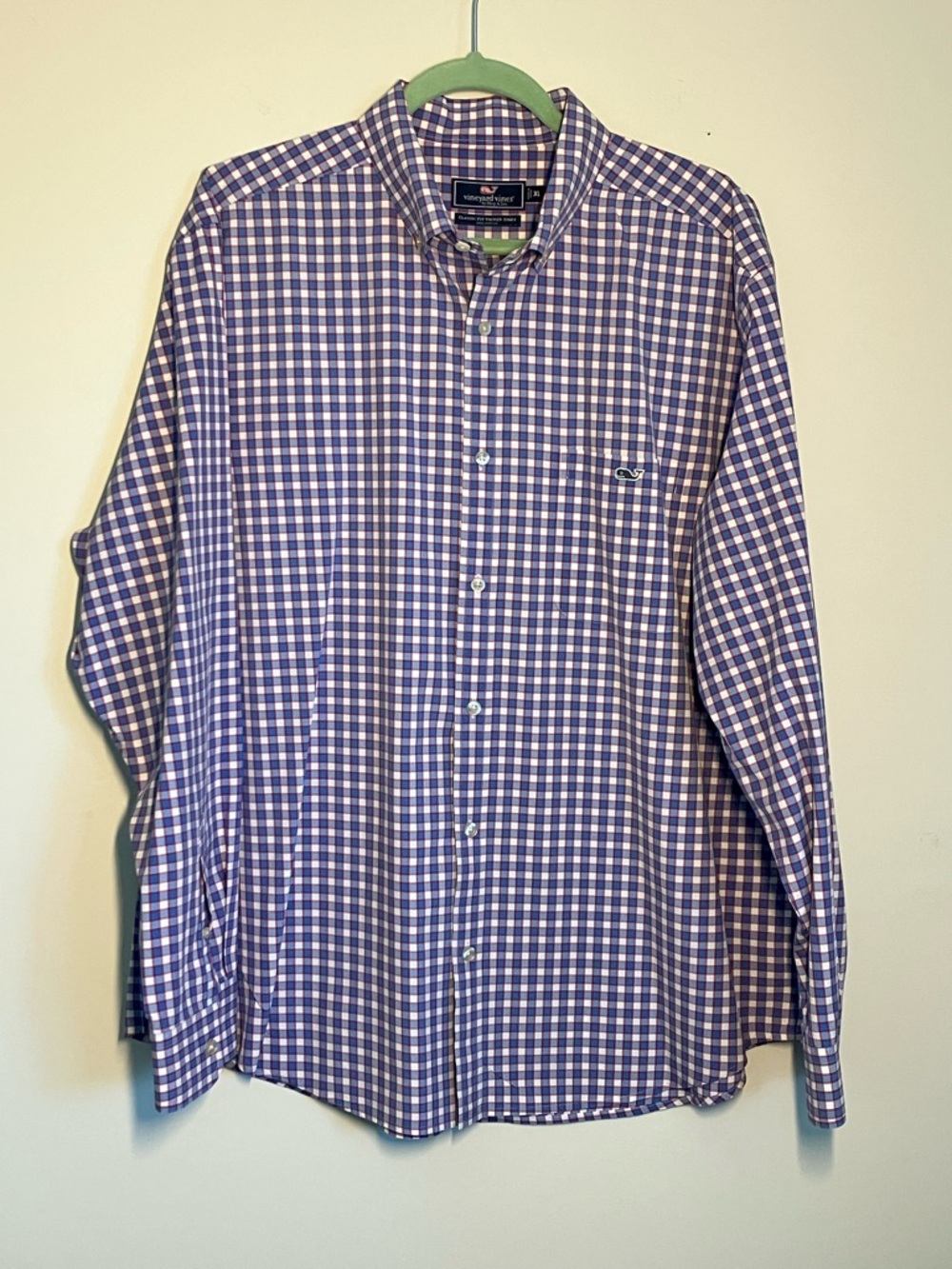 Vineyard Vines Long Sleeve Checked Shirt Button Down Blue White Red Mens XL